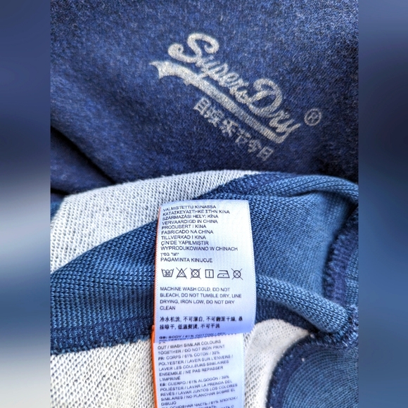 Men's XS two tone blue Super-Dry Vintage Crew Sweater - Picture 7 of 12